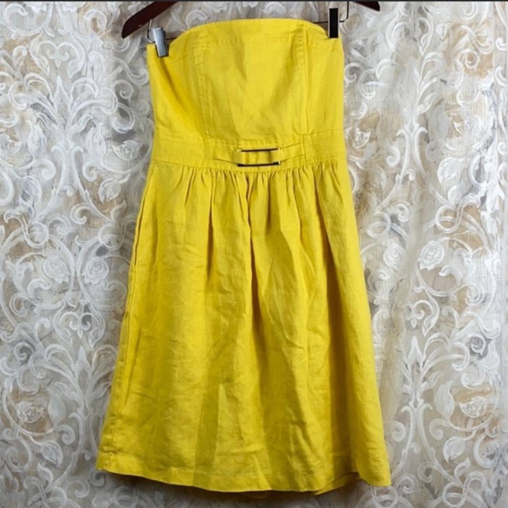 Banana Republic yellow strapless mini dress small